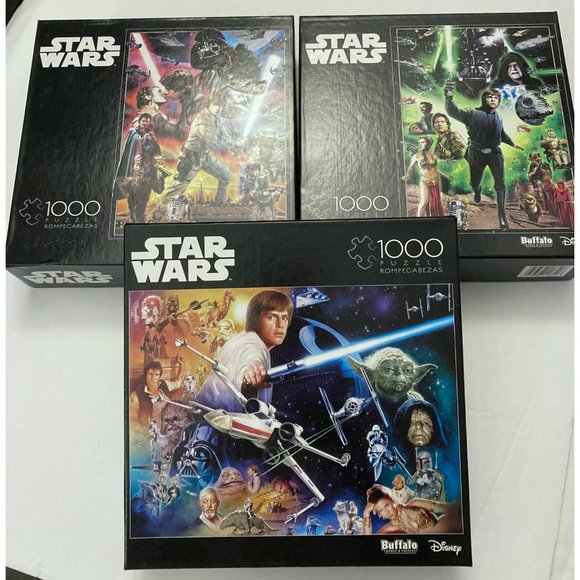 Disney Other - 3 Disney Star Wars Buffalo 1000 pc Jigsaw Puzzles with Diagrams Used Once